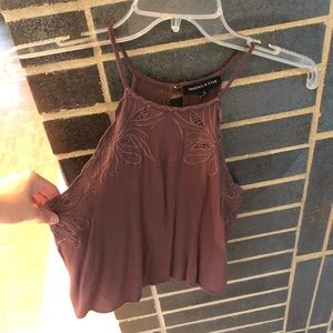 Kendall & Kylie PACSUN Purple Embroider Flower Shirt Size S